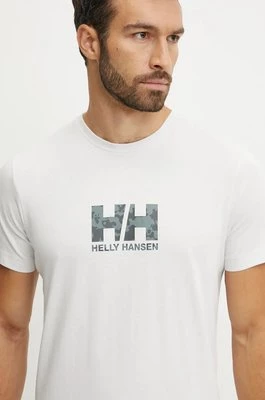 Helly Hansen t-shirt bawełniany CORE GRAPHIC męski kolor szary wzorzysty 53936