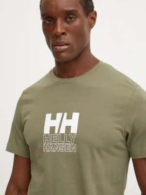 Helly Hansen t-shirt bawełniany CORE GRAPHIC męski kolor zielony wzorzysty 53936