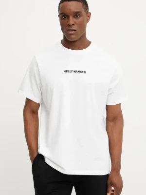 Helly Hansen t-shirt bawełniany CORE męski kolor biały z aplikacją 54598