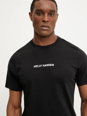 Helly Hansen t-shirt bawełniany CORE męski kolor czarny z aplikacją 54598