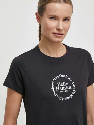 Helly Hansen t-shirt bawełniany damski kolor czarny