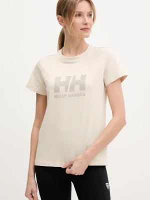 Helly Hansen t-shirt bawełniany HH LOGO damski kolor beżowy 54593