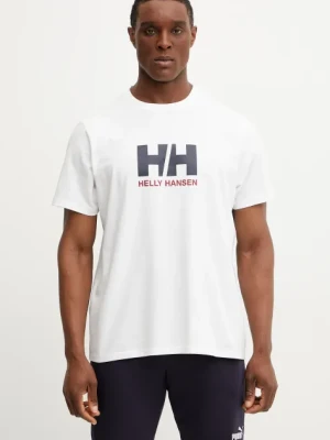 Helly Hansen t-shirt bawełniany HH LOGO męski kolor biały z nadrukiem 54596