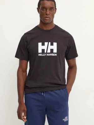 Helly Hansen t-shirt bawełniany HH LOGO męski kolor czarny z nadrukiem 30396