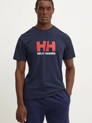 Helly Hansen t-shirt bawełniany HH LOGO męski kolor granatowy z nadrukiem 30396