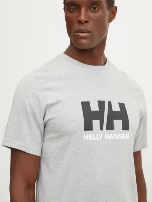 Helly Hansen t-shirt bawełniany HH LOGO męski kolor szary z nadrukiem 30396