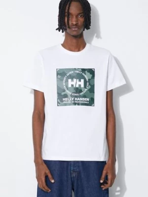 Helly Hansen t-shirt bawełniany kolor biały wzorzysty