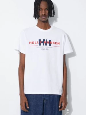 Helly Hansen t-shirt bawełniany kolor biały wzorzysty