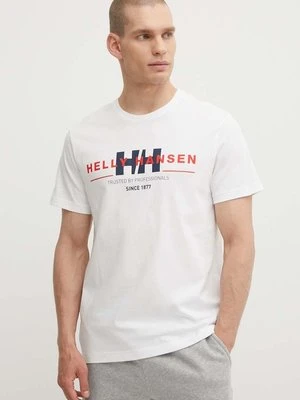 Helly Hansen t-shirt bawełniany kolor biały wzorzysty