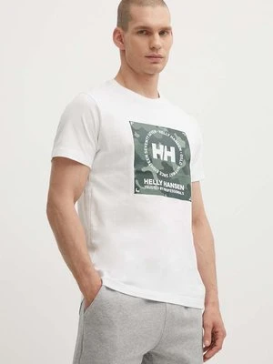 Helly Hansen t-shirt bawełniany kolor biały wzorzysty