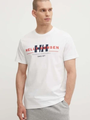 Helly Hansen t-shirt bawełniany kolor biały wzorzysty