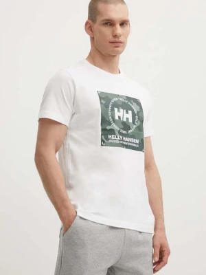 Helly Hansen t-shirt bawełniany kolor biały wzorzysty