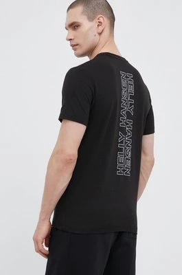 Helly Hansen t-shirt bawełniany kolor czarny wzorzysty 53936-697