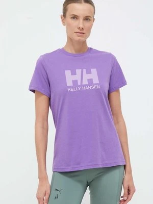 Helly Hansen t-shirt bawełniany kolor fioletowy 34112-001