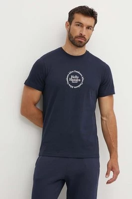 Helly Hansen t-shirt bawełniany kolor granatowy wzorzysty