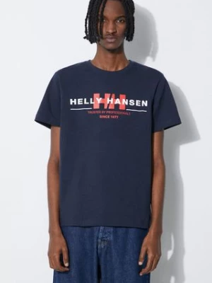 Helly Hansen t-shirt bawełniany kolor granatowy wzorzysty