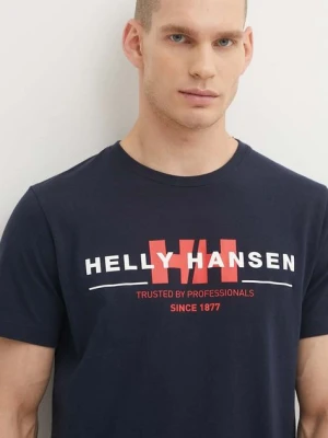 Helly Hansen t-shirt bawełniany kolor granatowy wzorzysty