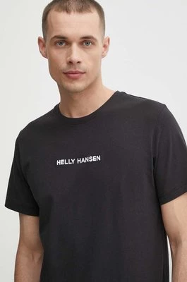 Helly Hansen t-shirt bawełniany męski kolor czarny z aplikacją