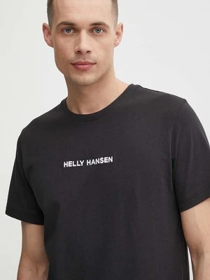 Helly Hansen t-shirt bawełniany męski kolor czarny z aplikacją