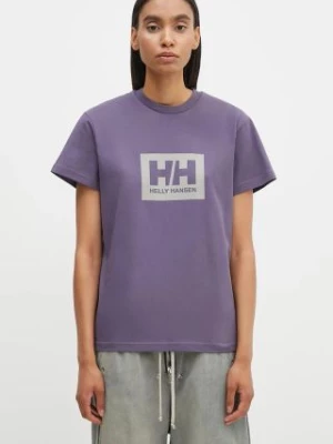 Helly Hansen t-shirt bawełniany TOKYO kolor fioletowy z nadrukiem 53285