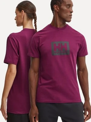 Helly Hansen t-shirt bawełniany TOKYO kolor fioletowy z nadrukiem 53285