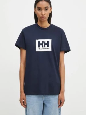 Helly Hansen t-shirt bawełniany TOKYO kolor granatowy z nadrukiem 53285