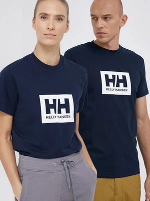 Helly Hansen t-shirt bawełniany TOKYO kolor granatowy z nadrukiem 53285