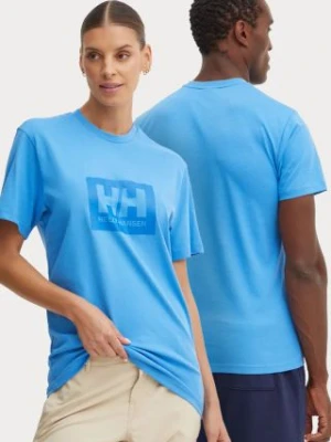 Helly Hansen t-shirt bawełniany TOKYO kolor niebieski z nadrukiem 53285