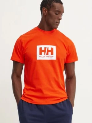 Helly Hansen t-shirt bawełniany TOKYO kolor pomarańczowy z nadrukiem 53285