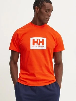 Helly Hansen t-shirt bawełniany TOKYO kolor pomarańczowy z nadrukiem 53285