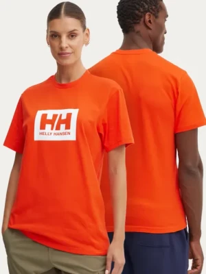 Helly Hansen t-shirt bawełniany TOKYO kolor pomarańczowy z nadrukiem 53285