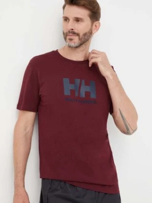 Helly Hansen t-shirt HH LOGO T-SHIRT męski kolor bordowy z aplikacją 33979