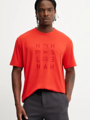 Helly Hansen t-shirt SKOG RECYCLED GRAPHIC męski kolor czerwony z nadrukiem 63082