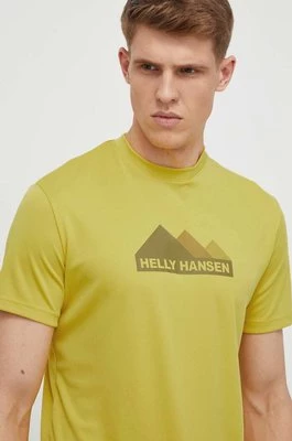 Helly Hansen t-shirt sportowy kolor żółty z nadrukiem