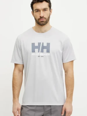 Helly Hansen t-shirt sportowy Tech Graphic kolor szary z nadrukiem 49574