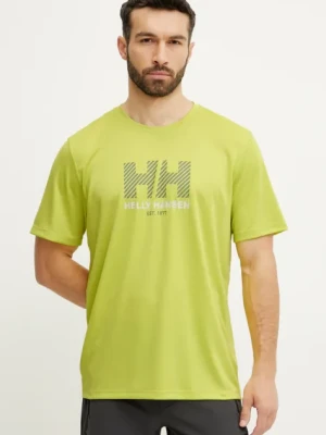 Helly Hansen t-shirt sportowy Tech Graphic kolor żółty z nadrukiem 49574