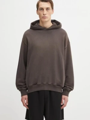 Helmut Lang bluza bawełniana męska kolor brązowy z kapturem gładka P05HM502