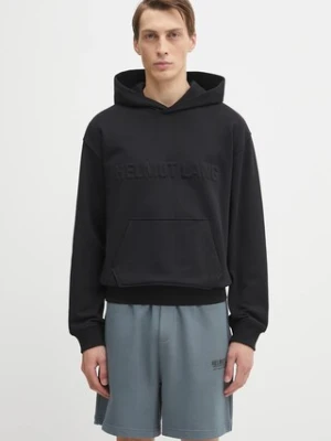 Helmut Lang bluza bawełniana męska kolor czarny z kapturem z aplikacją P04HM504
