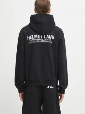 Helmut Lang bluza bawełniana męska kolor czarny z kapturem z nadrukiem P04HM508