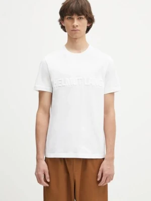 Helmut Lang t-shirt bawełniany EMBOSSED.TEE.ROUNDED męski kolor biały z aplikacją P01HM508