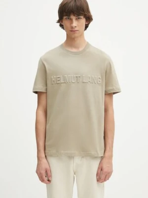Helmut Lang t-shirt bawełniany EMBOSSED.TEE.ROUNDED męski kolor zielony z aplikacją P01HM508