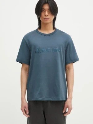 Helmut Lang t-shirt bawełniany Logo Ov Tee.Hvy Ever męski kolor turkusowy z aplikacją O04HM599