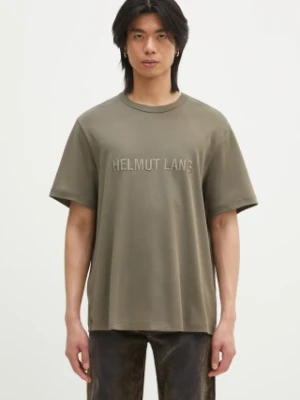 Helmut Lang t-shirt bawełniany Logo Ov Tee.Hvy Ever męski kolor zielony z aplikacją O04HM599