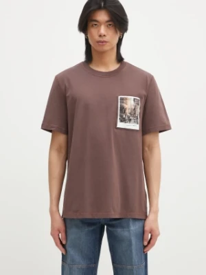 Helmut Lang t-shirt bawełniany Pstcard T Dtown.Mal męski kolor brązowy z nadrukiem O10HM518