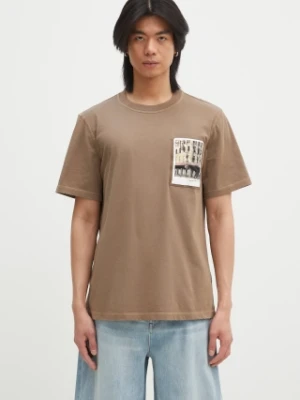 Helmut Lang t-shirt bawełniany Pstcard T Grnwch.Mal męski kolor brązowy z nadrukiem O10HM515