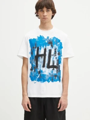 Helmut Lang t-shirt bawełniany SCRIBBLE.T2.MAL.LT. męski kolor biały z nadrukiem P02HM509