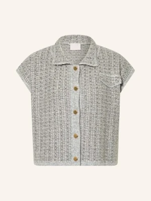 Hemisphere Kamizelka Z Dzianiny Look Z Kaszmirem I Błyszczącą Przędzą grau