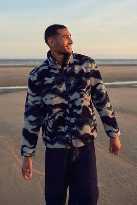 Hennie — męska kurtka polarowa z nadrukiem - Blue Animal