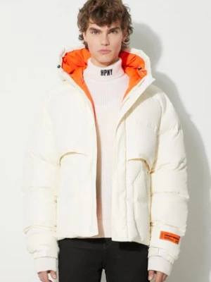 Heron Preston kurtka puchowa Hoodie Nylon Puffer męska kolor beżowy zimowa oversize HMED014F23FAB0010400