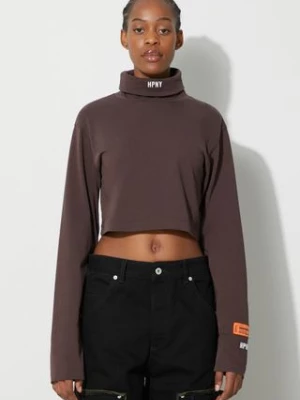 Heron Preston longsleeve bawełniany Hpny Crop Ls Rollneck kolor brązowy z golfem HWAB026F23JER0016001